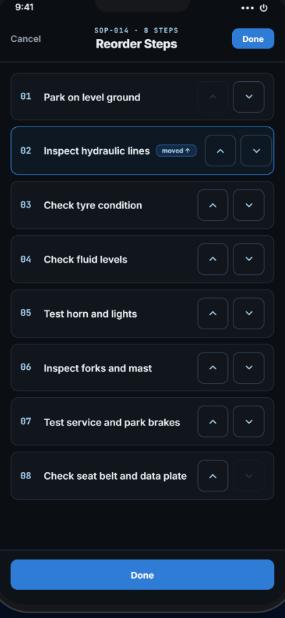 Quick SOP reorder steps